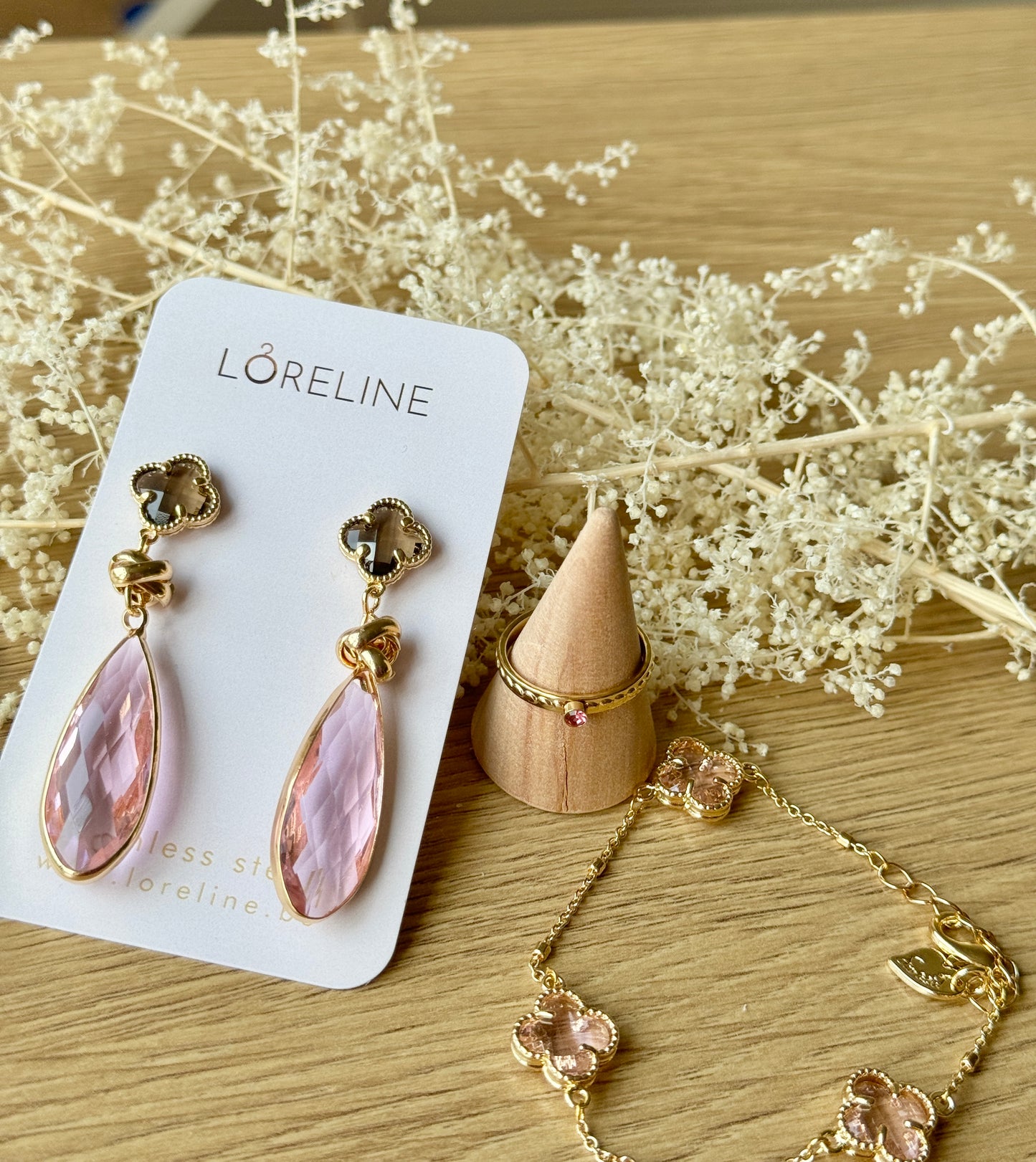 EARRING STONE PINK KLAVER