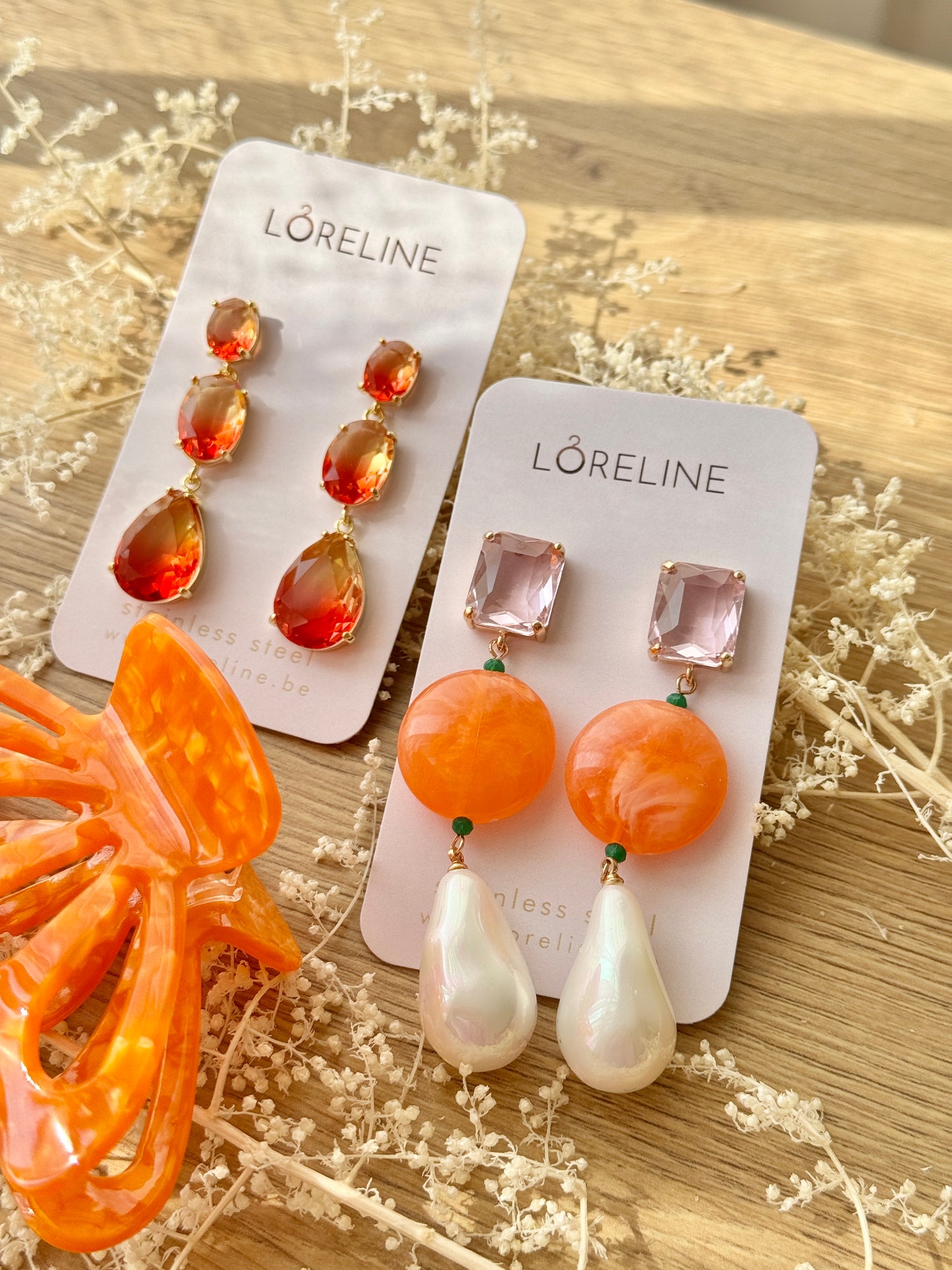 Earring stone orange
