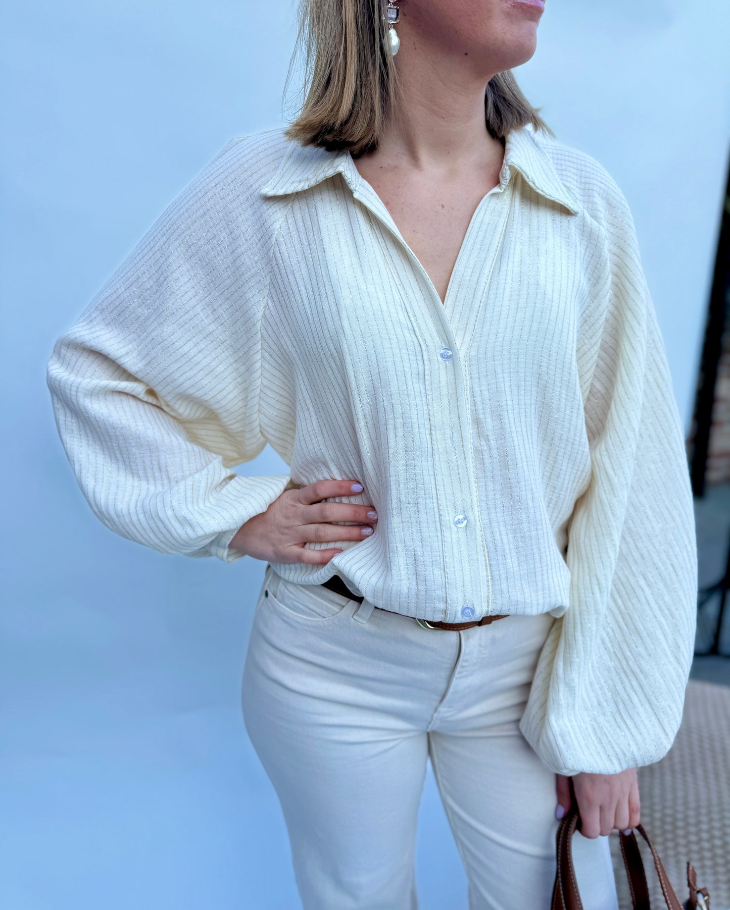 BLOUSE LIZA GOLD/WHITE