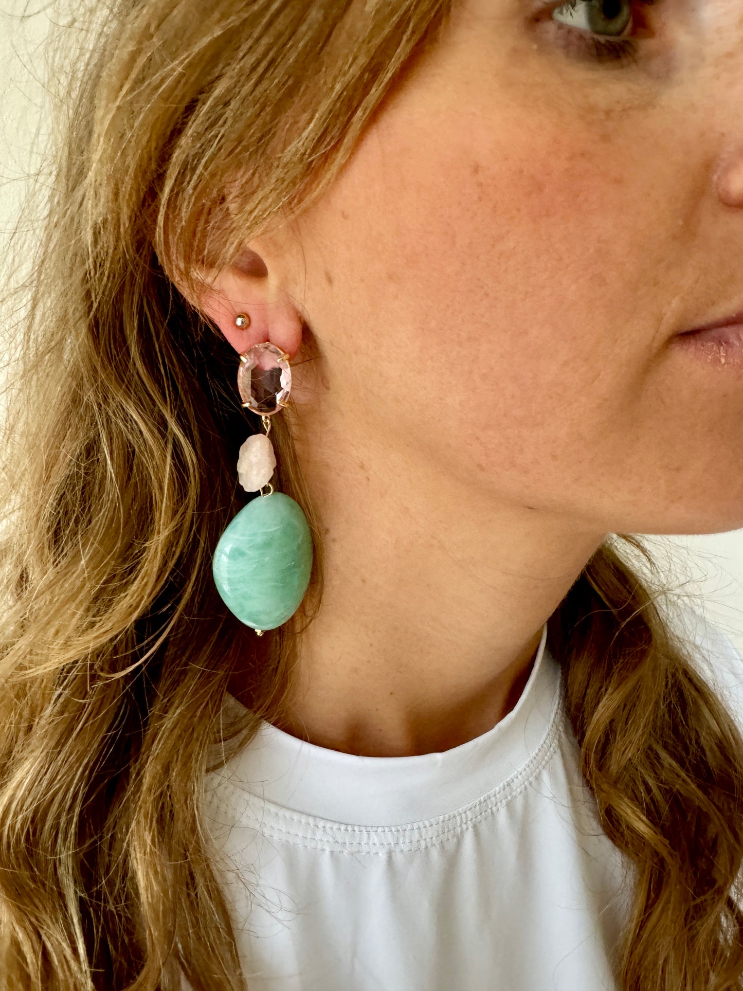 Statement glass earrings blue