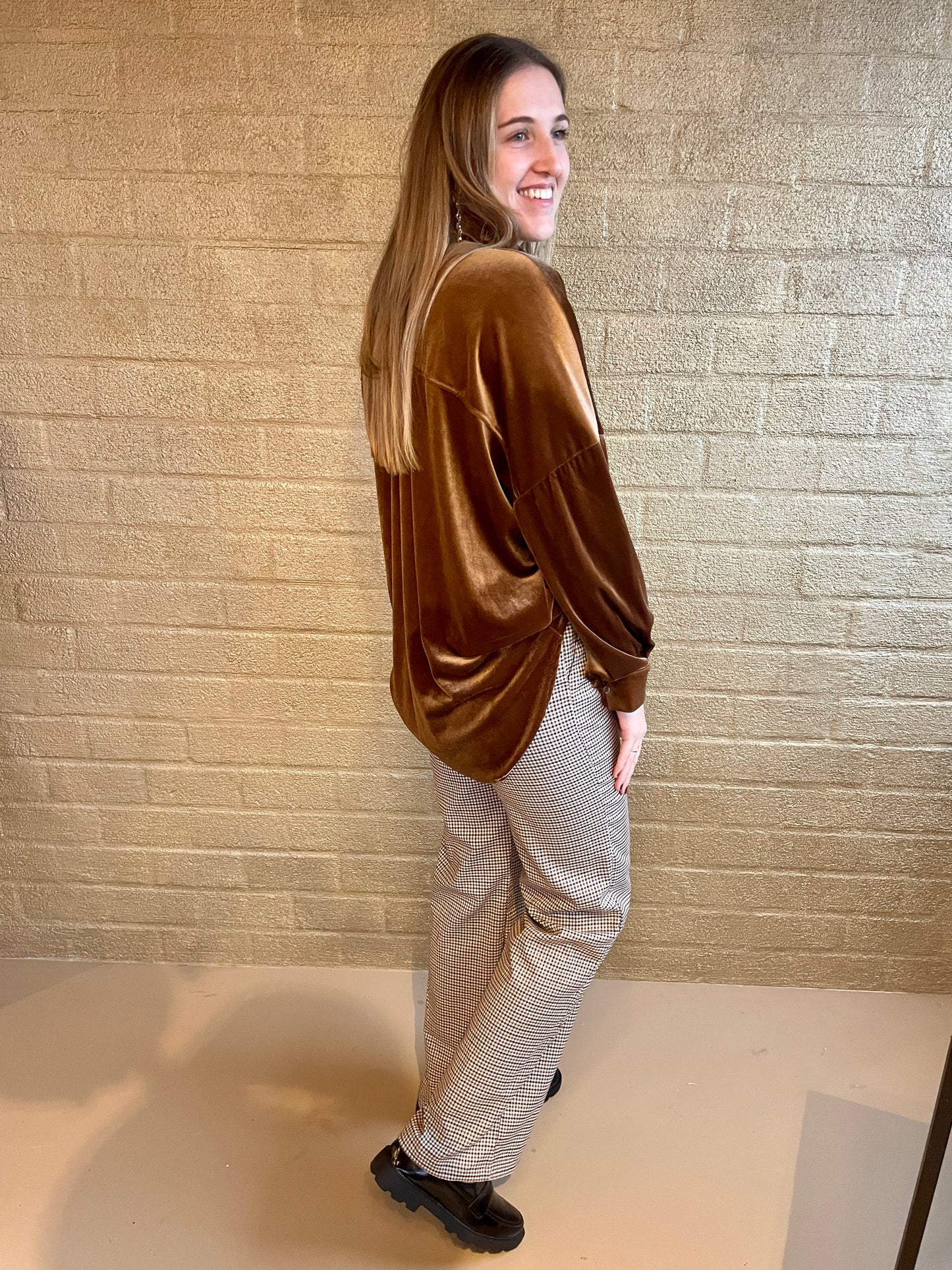 VELVET BLOUSE MARRON