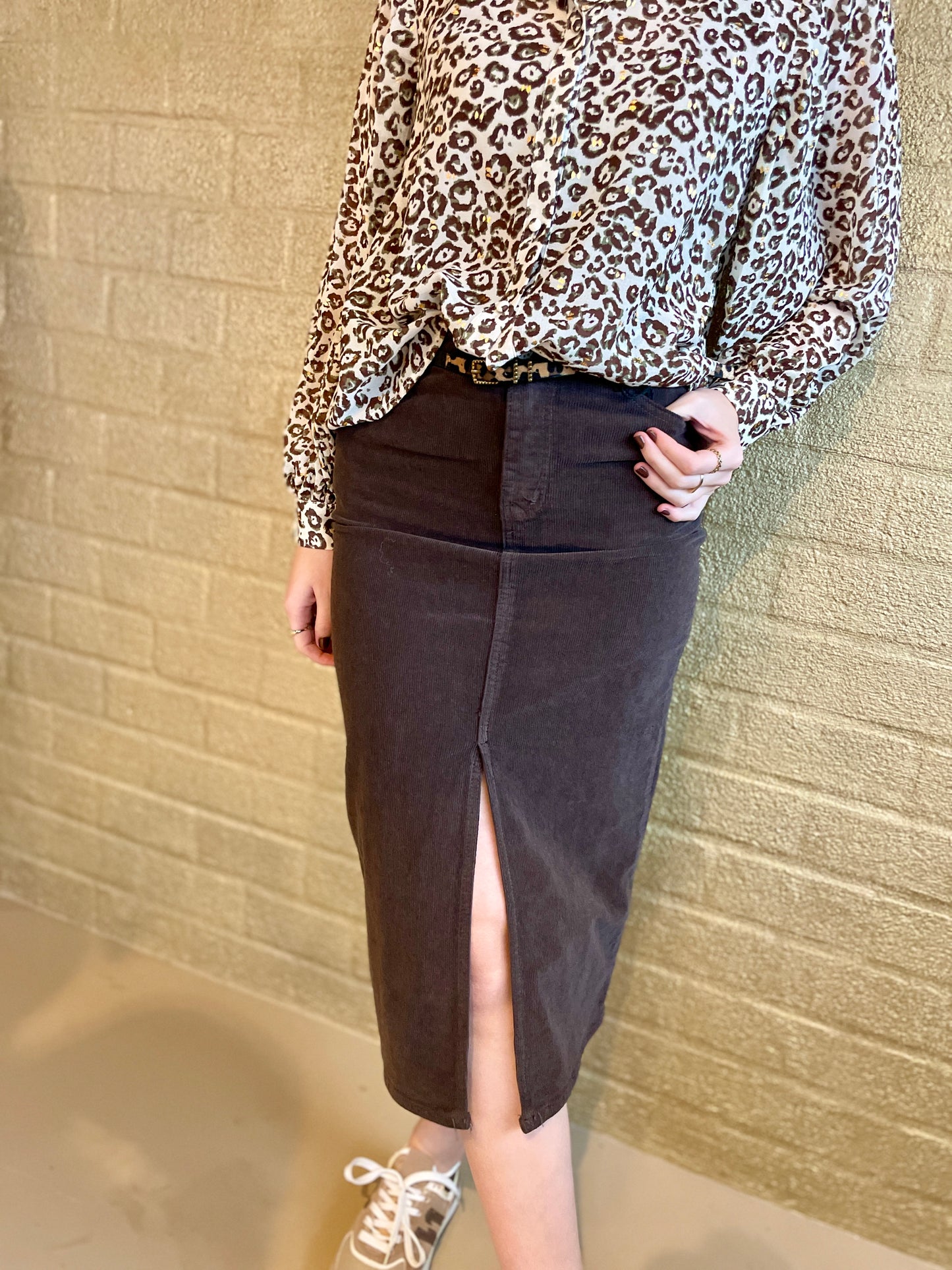 SKIRT RIB BROWN