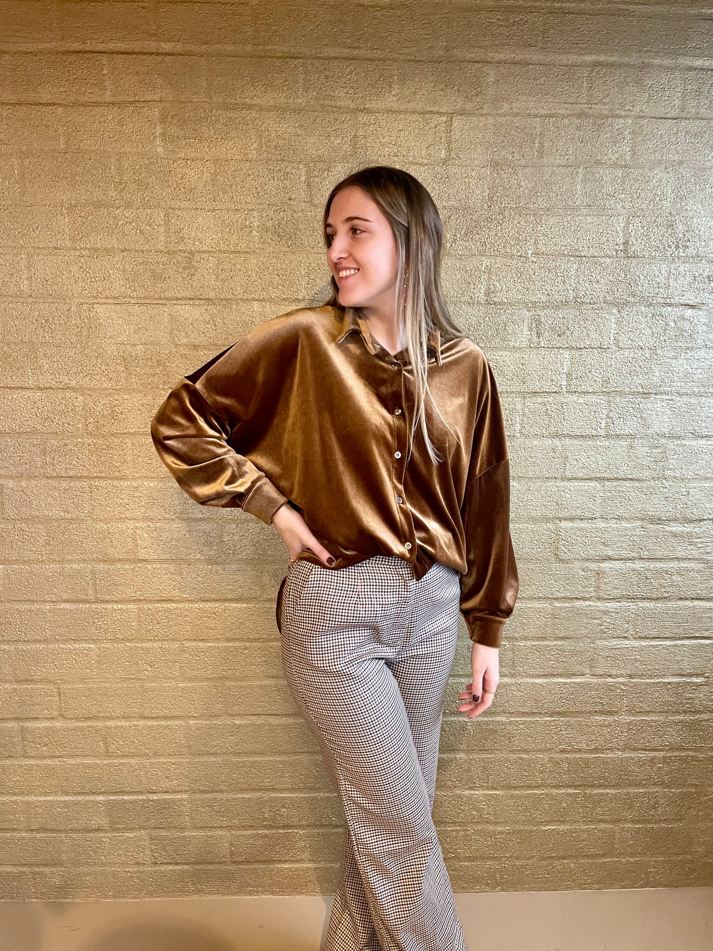VELVET BLOUSE MARRON