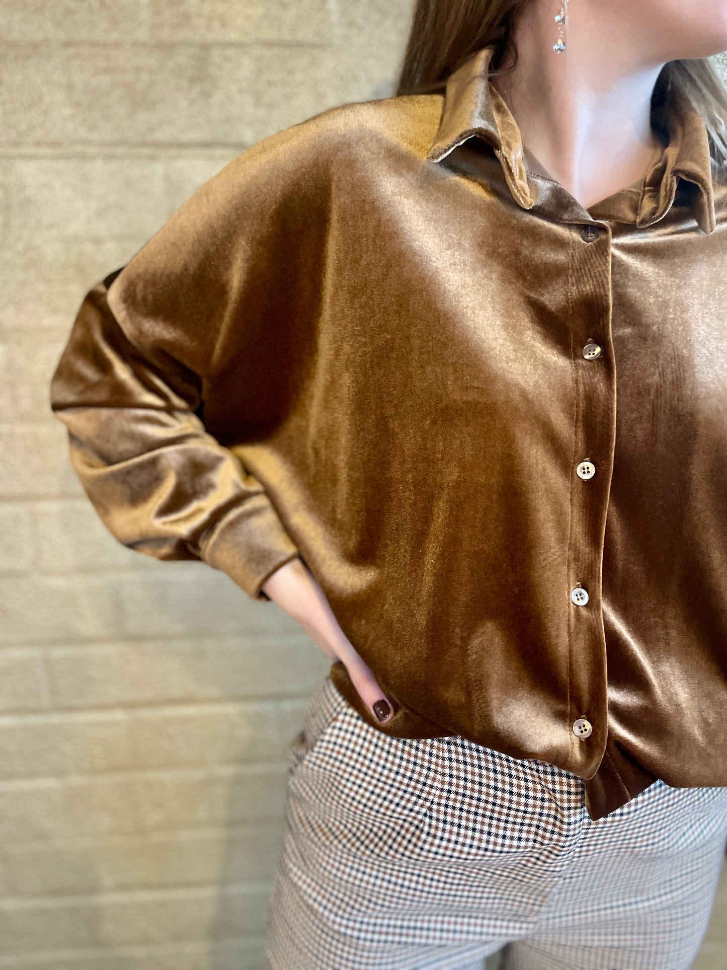 VELVET BLOUSE MARRON