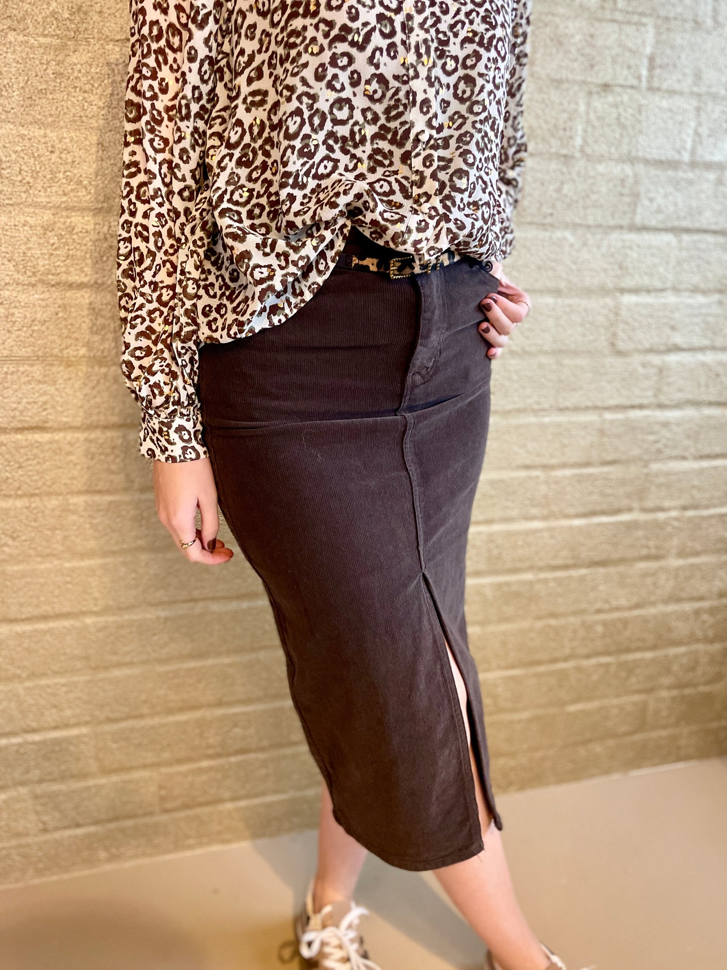 SKIRT RIB BROWN