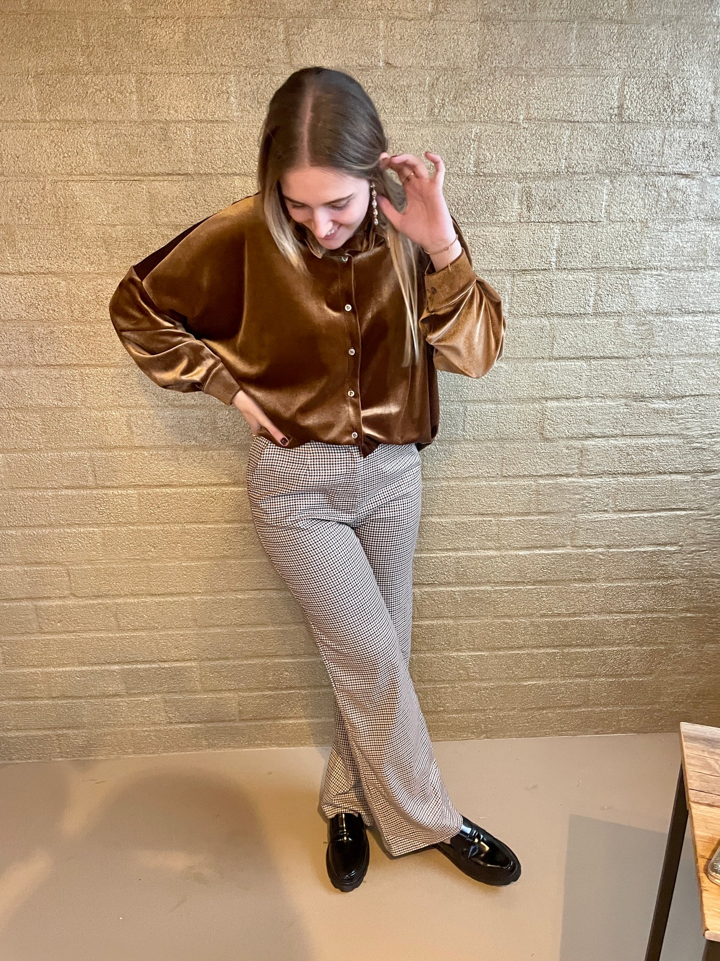VELVET BLOUSE MARRON
