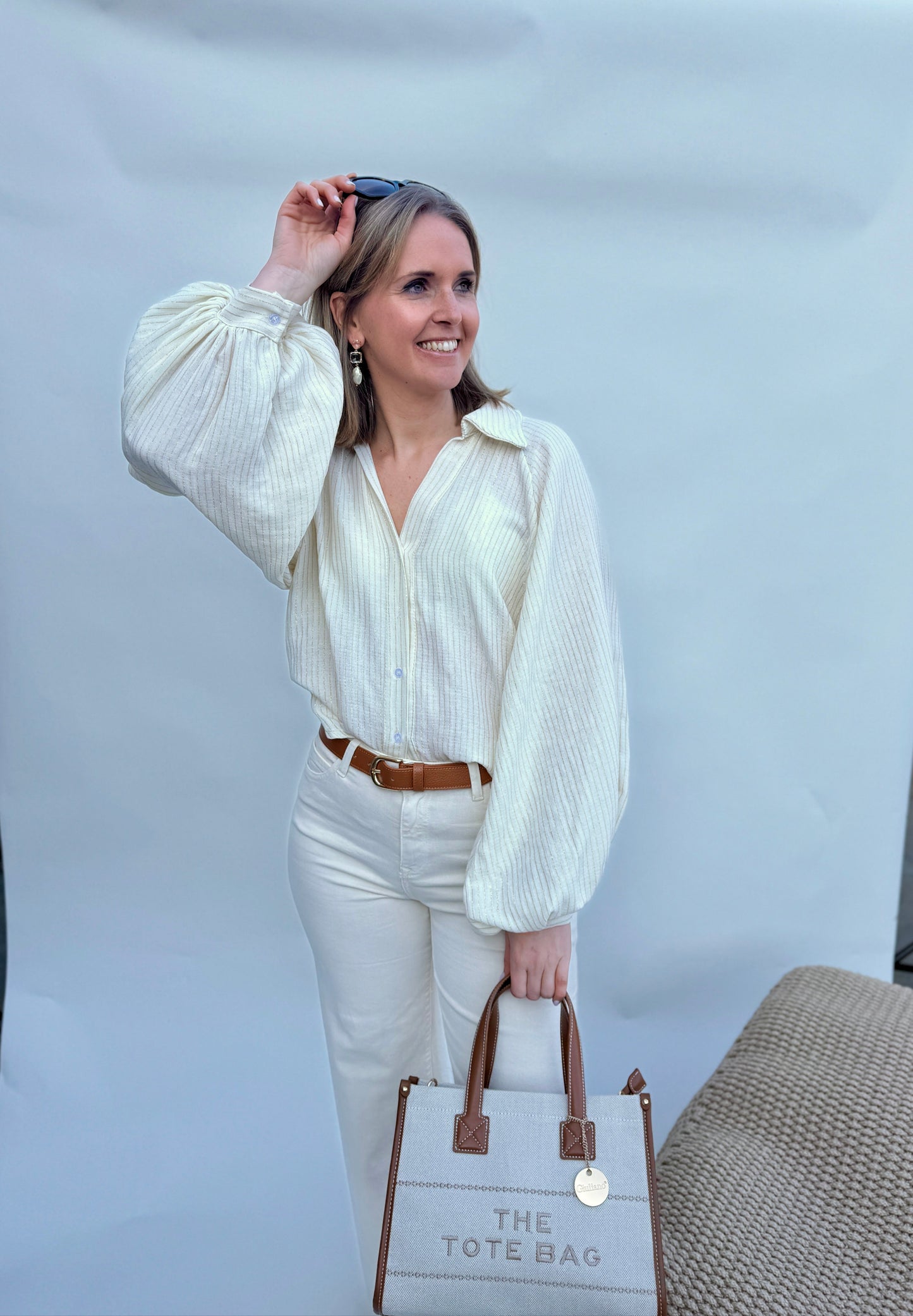BLOUSE LIZA GOLD/WHITE