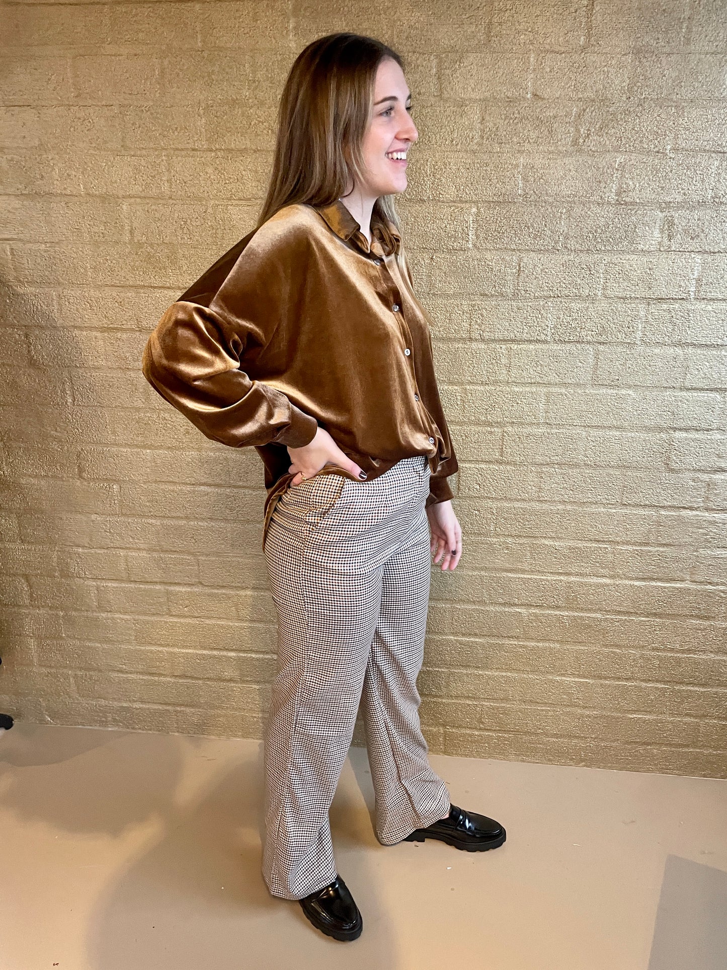 VELVET BLOUSE MARRON