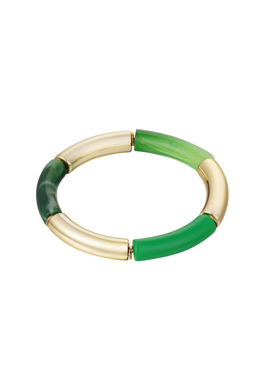 Tube bracelet muticolor Green & Gold Acrylic