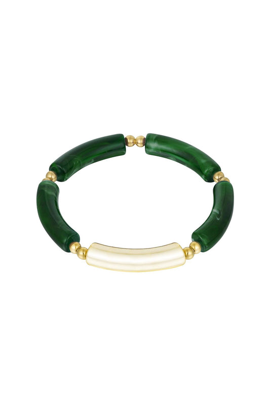 Tube bracelet muticolor Green & Gold