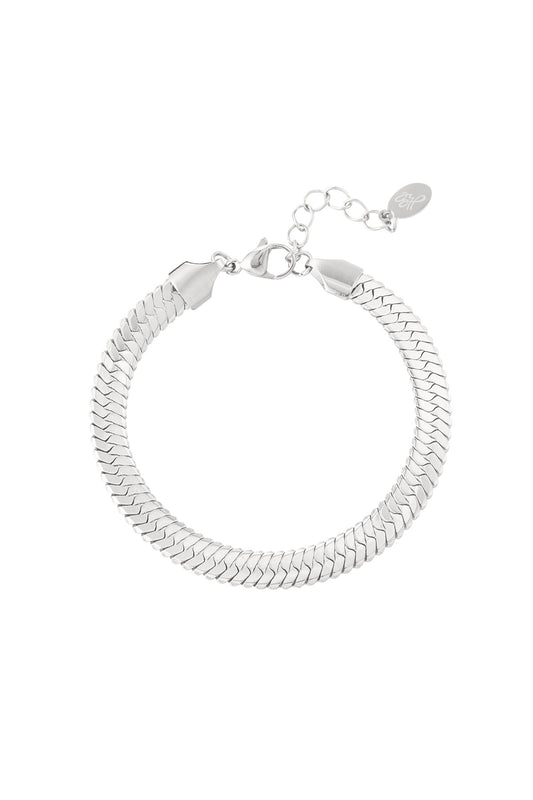 Bracelet flat braided - silver