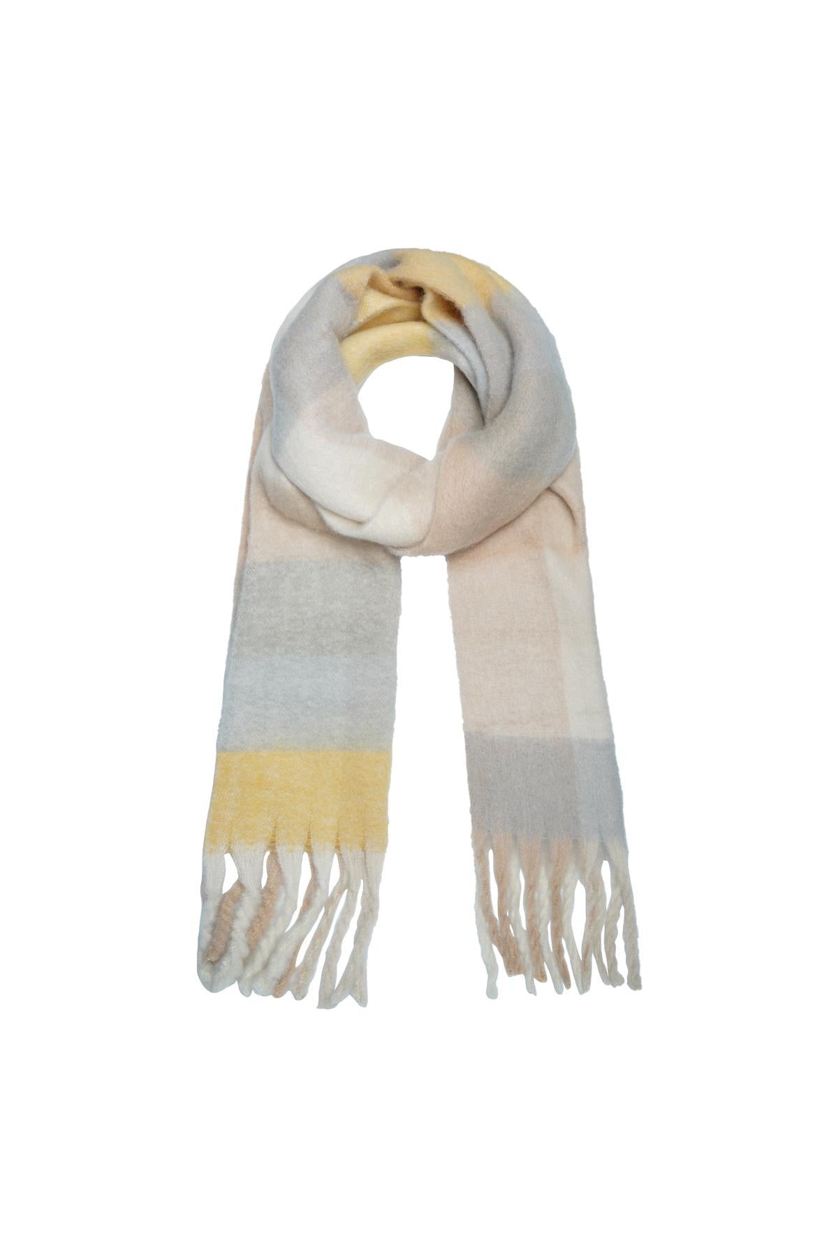 Winter scarf checkered colors Grey Polyester