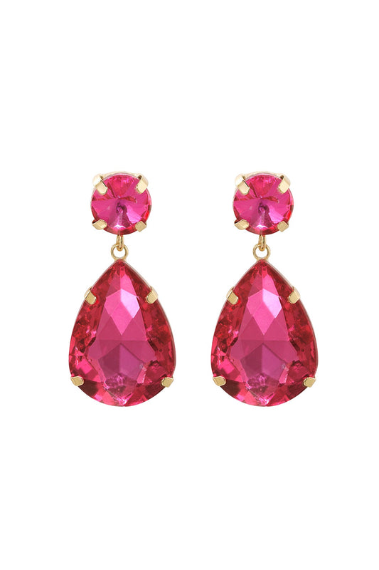 Earrings glass bead drop pink
