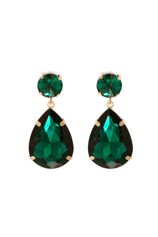 Earrings glass bead drop green