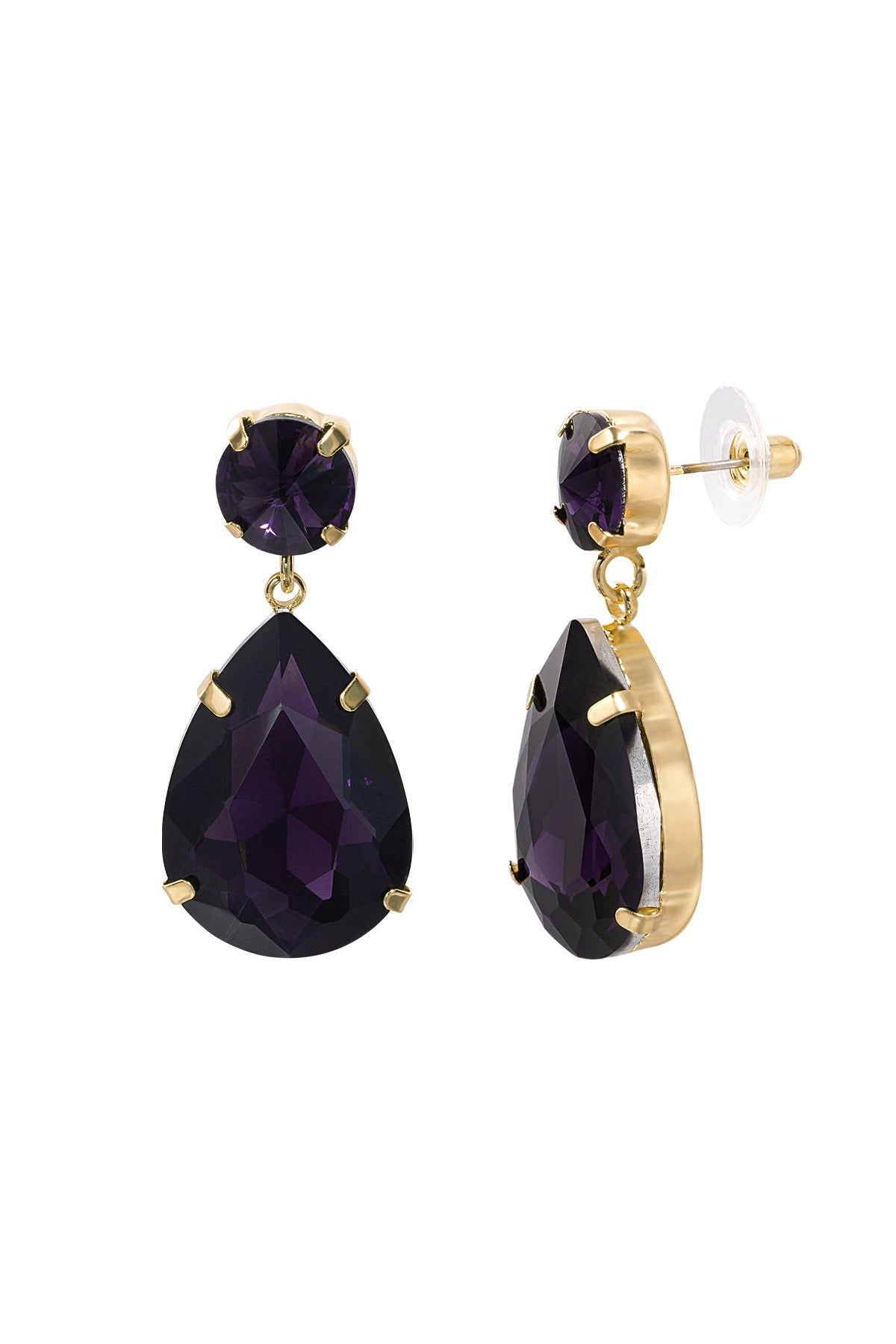 Earrings glass bead drop purple