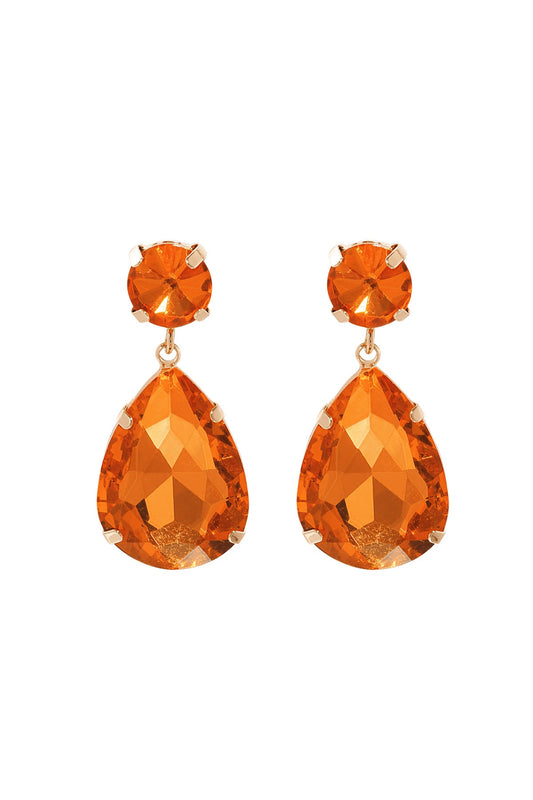 Earrings glass bead drop orange