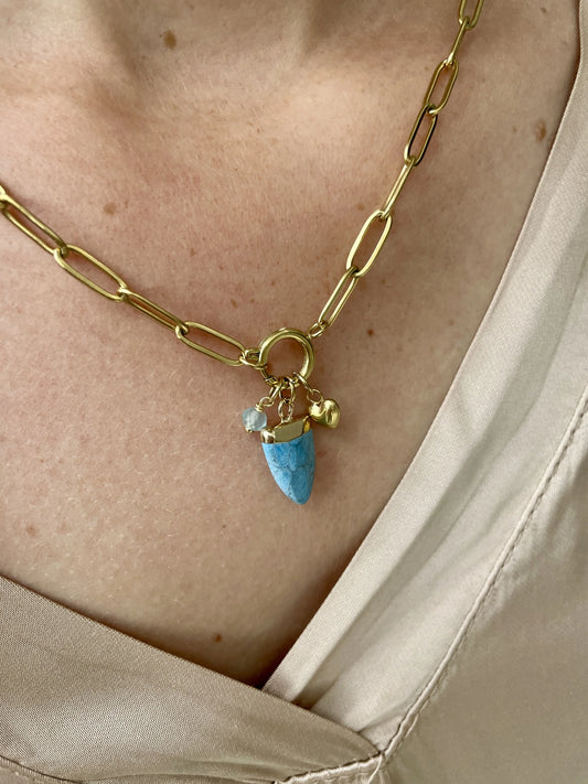 NECKLACE STONE BLUE - KETTING