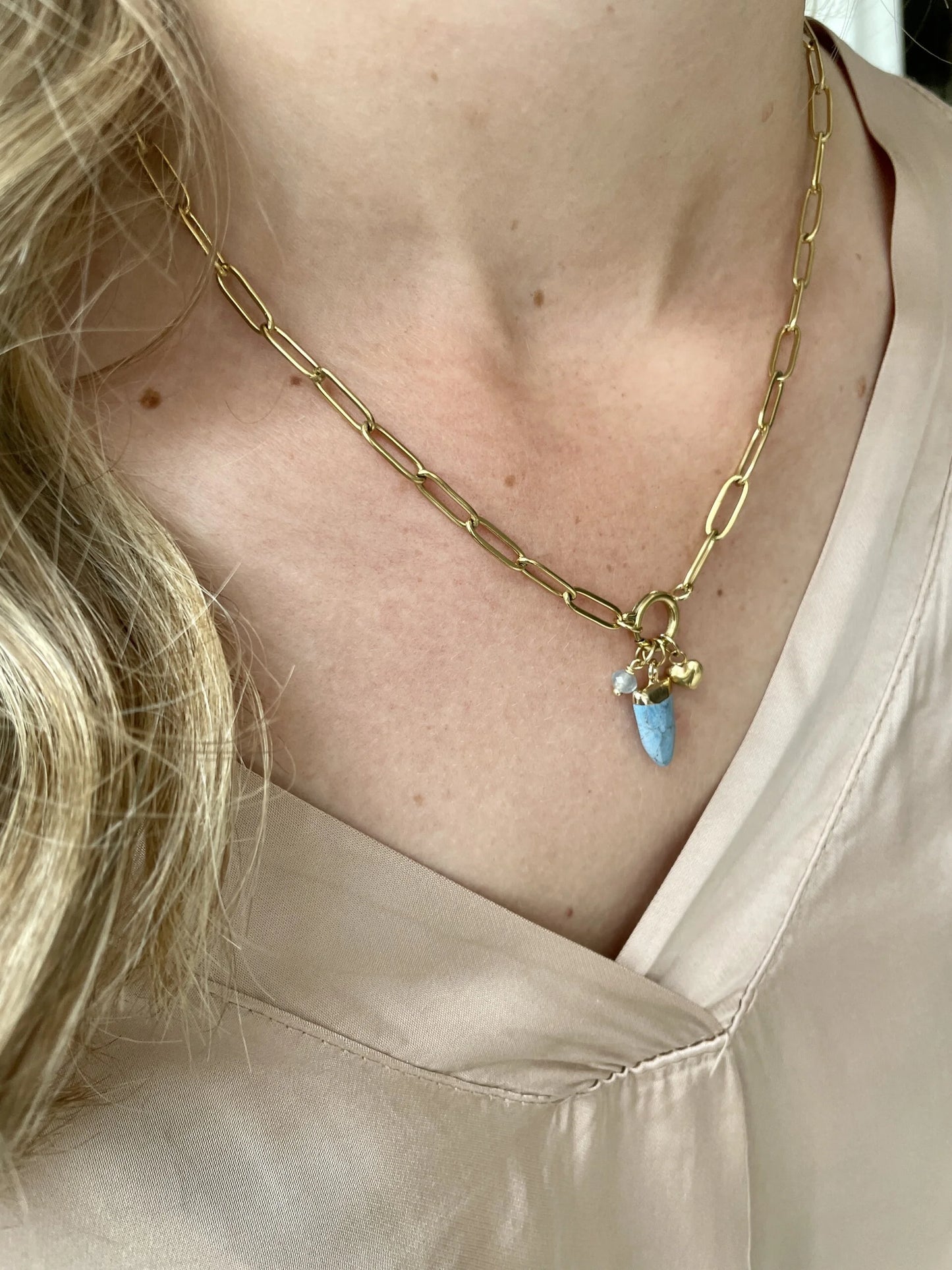 NECKLACE STONE BLUE - KETTING
