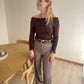 PULL OFF SHOULDER BROWN