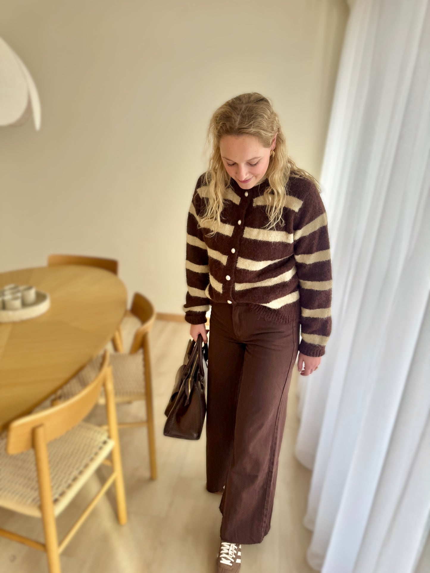 Knit cardigan stripes