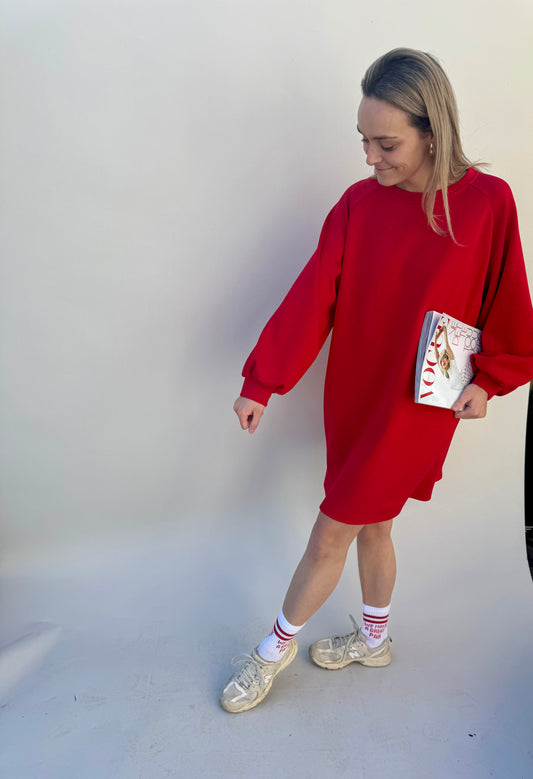 SWEATERDRESS RED