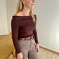 PULL OFF SHOULDER BROWN