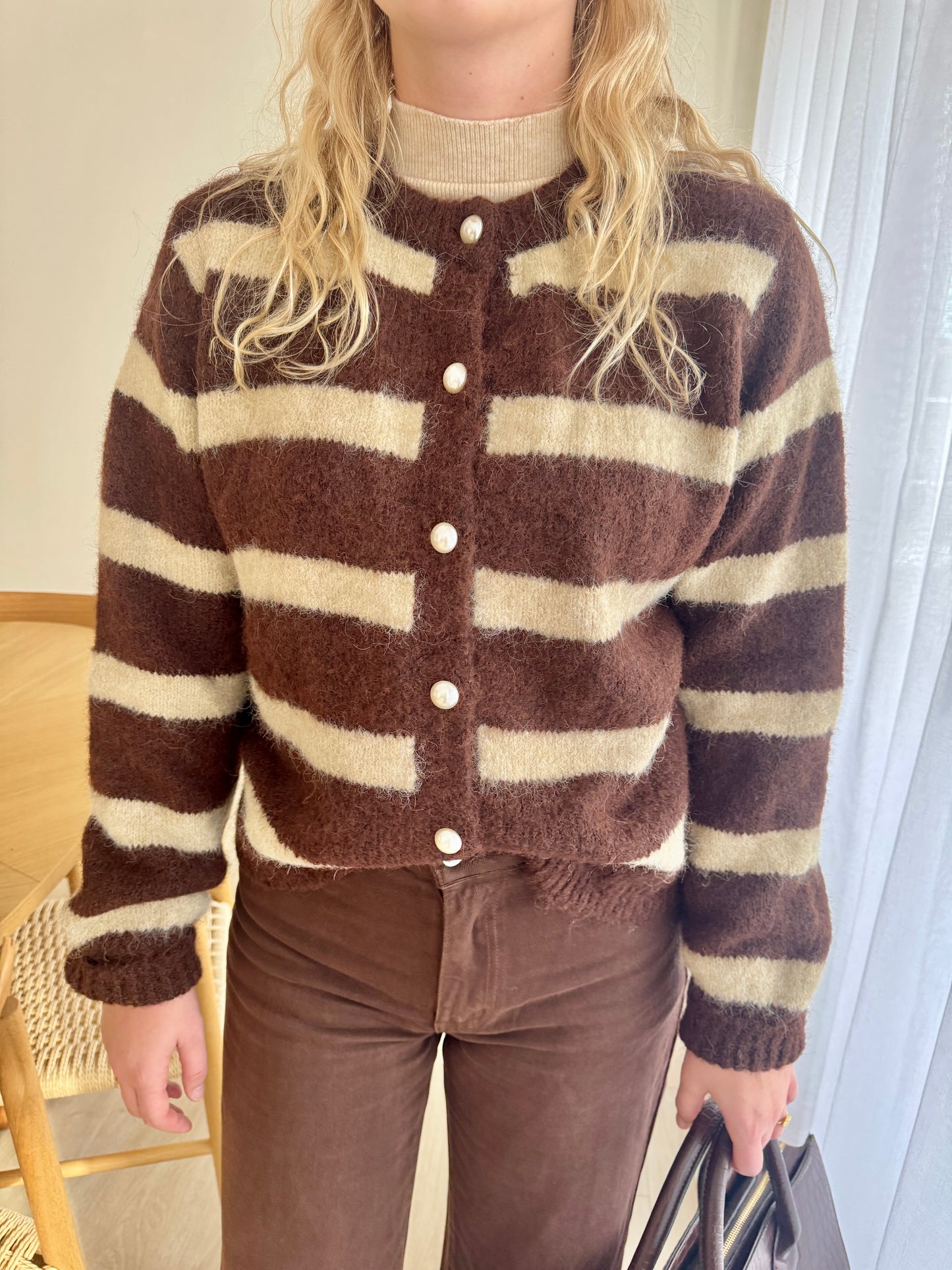 Knit cardigan stripes